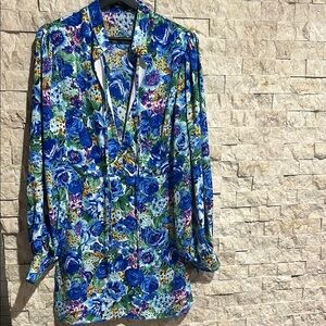 Boohoo Blue Floral Midi Dress